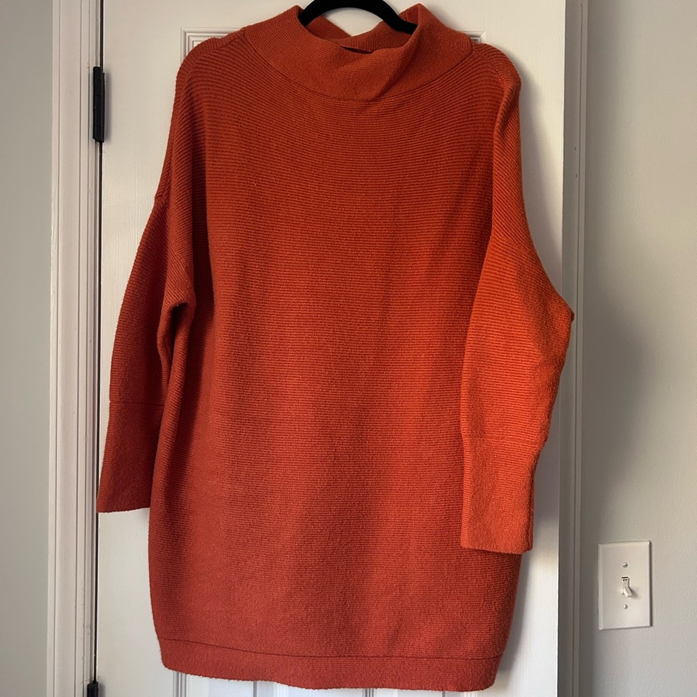 LILLUSORY Orange Mock Turtleneck Oversized Sweater